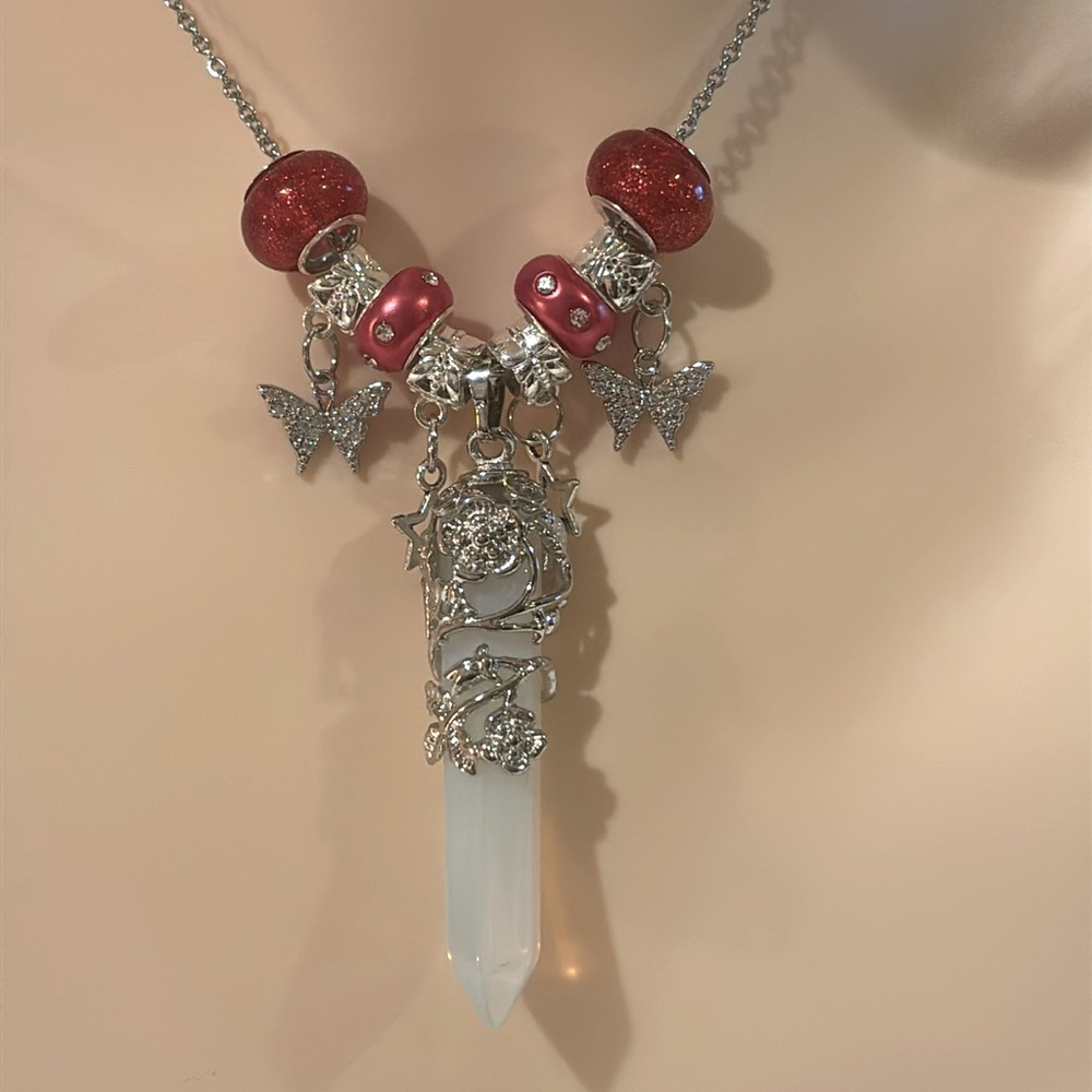 Genuine Opalite Point Charm Necklace Designed By @windswepttrace